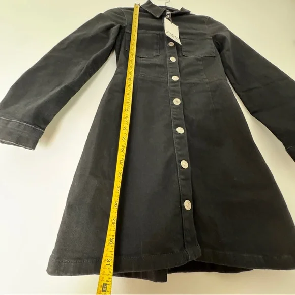 Zara Black Denim Button Front‎ Mini Dress XS NWT - Picture 13 of 14
